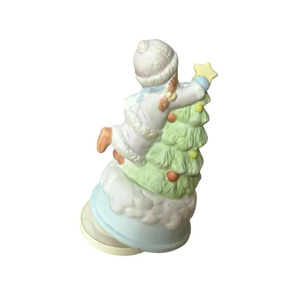 Vintage Interpur Girl With Christmas Tree Spinning Music Box not working
